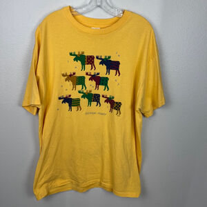 Anvil Ketchikan Alaska Moose T-Shirt Womens XL Yellow Crew Neck Vintage 90s USA